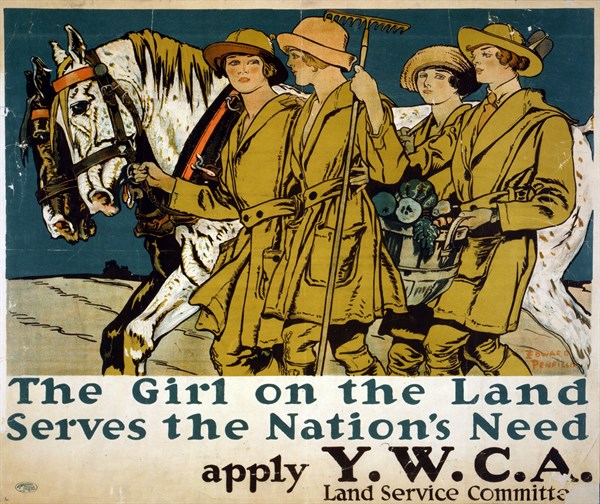 The girl on the land serves the nation's need. Y.W.C.A. Land Service by Edward Penfield