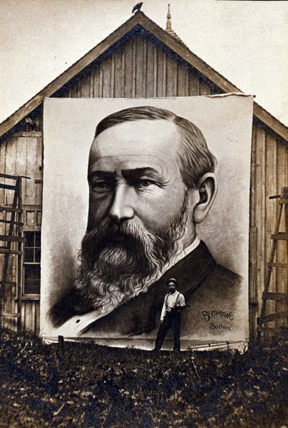 Giant painting of President Benjamin Harrison