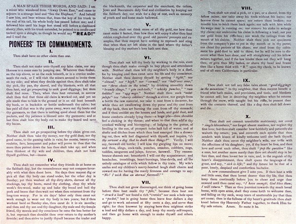The miners pioneer ten commandments of 1849