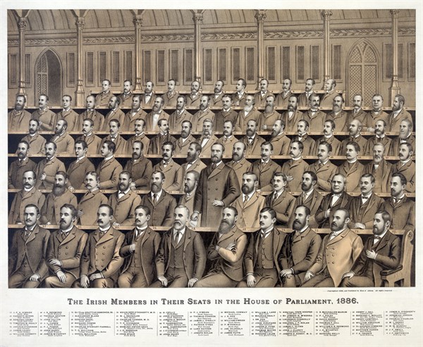 Irish members in their seats in the House of Parliament