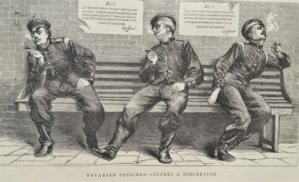 Sketch titled Bavarian Officers - Cigared a Discretion