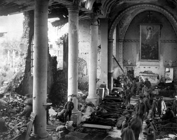 Photograph of American Soldiers Taking Shelter