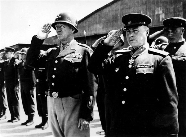Photograph of General Patton and Marshal Vasilevsky