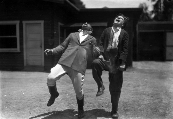 Photograph of Charlie Chaplin and Douglas Fairbanks