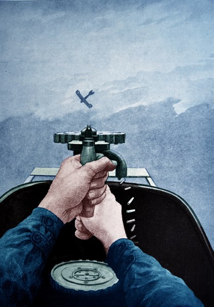 Air to air dogfight between a British and a German aircraft in WWI 1917