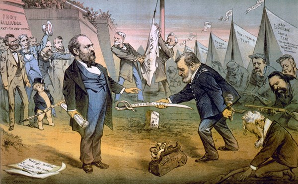 President Grant in front of tents 'Camp Bourbon'