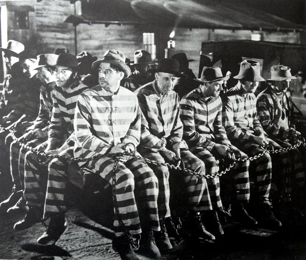 "I am a Fugitive from a Chain Gang", 1932.  A jobless veteran, Paul Muni (top) tries to pawn the Congressional Medal of Honor he won in the A.E.F, but they're a drug on the market.  He is famous for a...