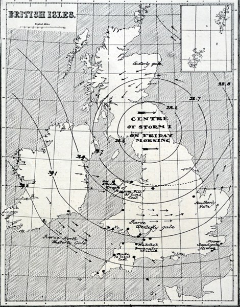 Chart Recording the Cyclonic Character of Friday's Gale