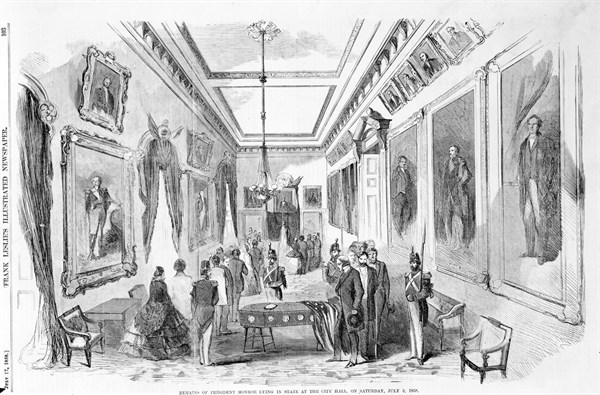 Remains of President Monroe lying in state