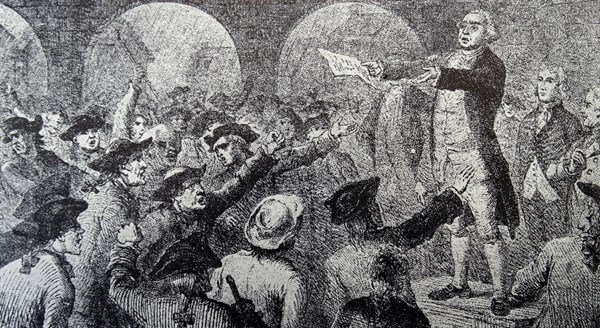 Engraving depicting the Great Tea meeting.