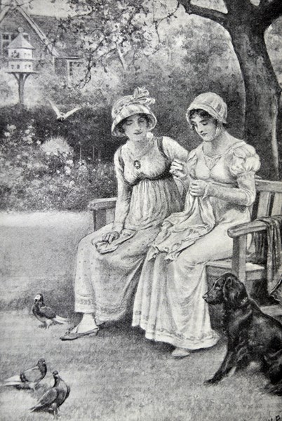 Engraving of Jane Austen and her sister Cassandra