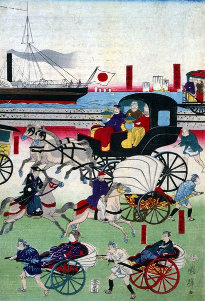 Street scene, near the harbour in Takanawa, Tokyo.