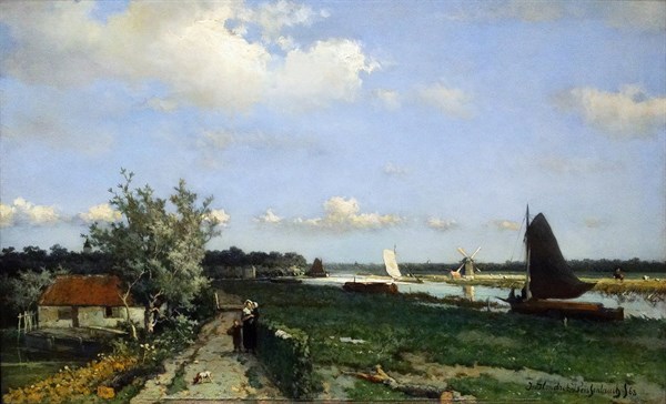 Painting titled 'Boat with a Pollard Willow'
