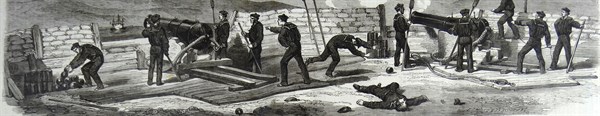 Engagement between the 'Bourbonnais' Neapolitan steam-gun battery; Faro.