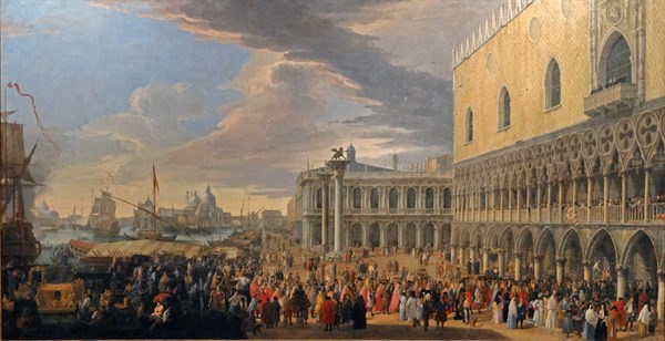 The arrival of the fourth Earl of Manchester in Venice by Luca Carlevaris.