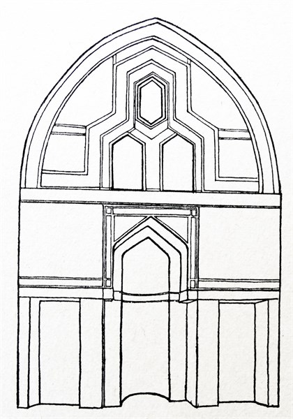 Sketch of the Mihrab wall from the tomb of Mustafa Pasha