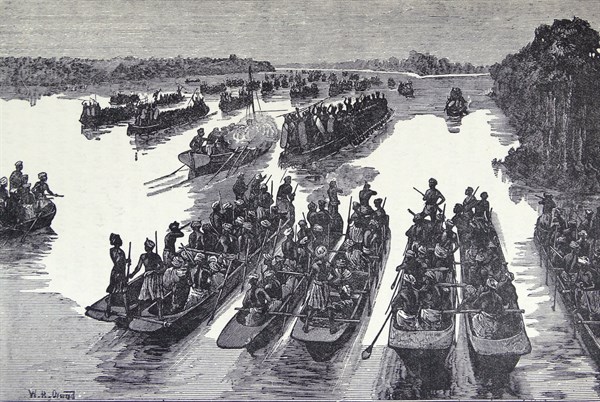 The fight below the confluence of the Aruwimi and the Livingstone rivers