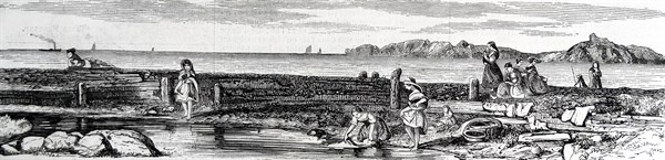 French coastal scene of women on a sea shore 1853
