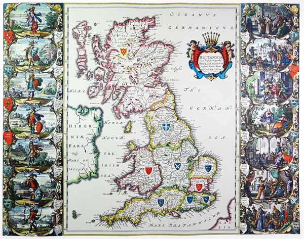 Antique map of Britain. Published 1635