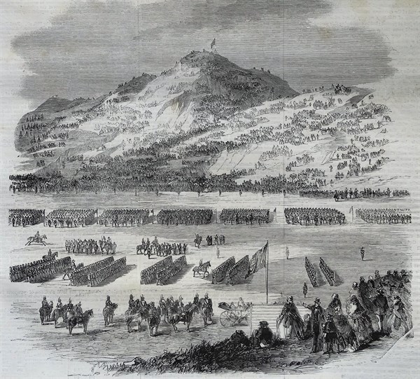 A military review of British soldiers in Northern England 1860