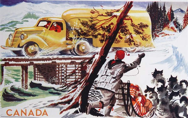 Colour illustration depicting a semi-permanent timber bridge over one of the rivers along the North Western Highway