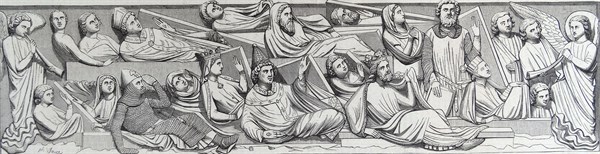 Illustration of a bas-relief depicting 'The Resurrection'