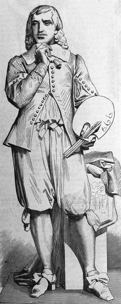 Illustration of a statue of the painter Eustache Le Sueur