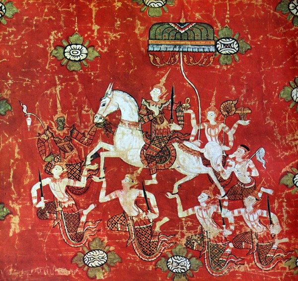 The Great Departure of Bodhisattva, detail from Episodes from the Life of Buddha