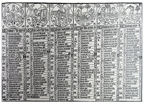 Calendar by Johannes Von Gmunden; Woodcut 1440