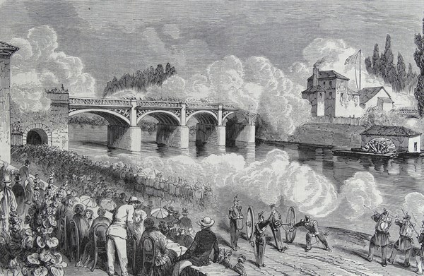 Illustration depicting the attack and capture of the Bridge of Château