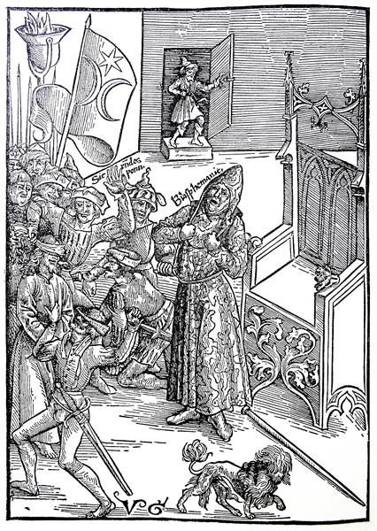 Christ before Caiaphas; Caiaphas; illustration to 'Passio Domini Nostri Jesu Christi ', 1507