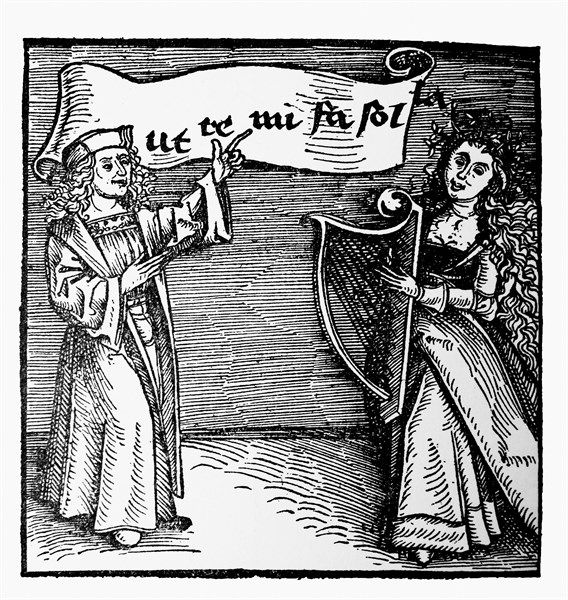 german woodcut of a music teacher 1500