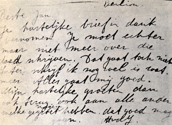 A letter from van der Lubbe (convicted for the Reichstag Fire in 1933) from prison.
