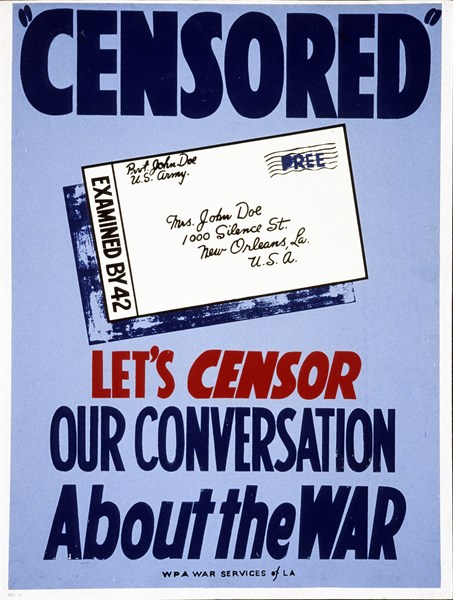Poster suggesting careless communication may be harmful to the war effort