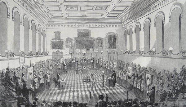 meeting of British freemasons with masonic rituals 1860