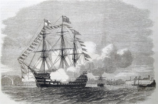 Engraving of the H.M.S. 'Impregnable'