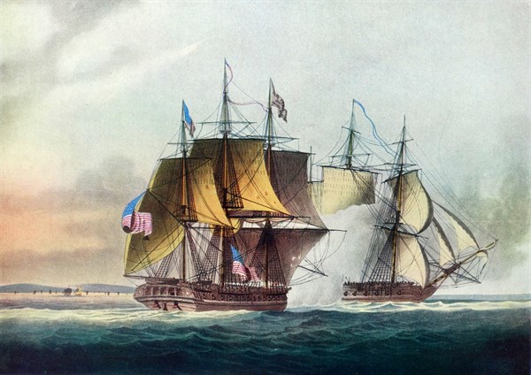 Painting titled 'The Capture of the Chesapeake by the Shannon'