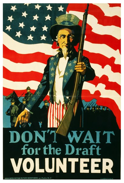 Colour poster encouraging people to enlist with the American Army
