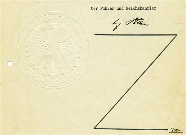 Copy of the Testament of Adolf Hitler 1934