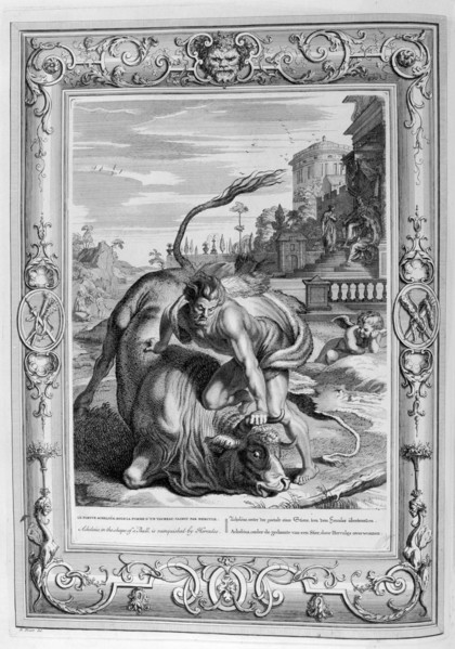The bull is killed by Hercules