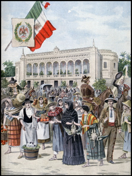 Illustration showing the Mexican Pavilion, at the Exposition Universelle of 1900