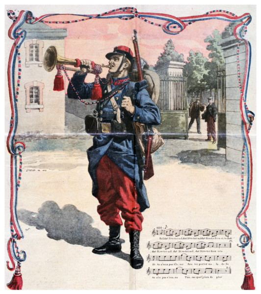 Illustration depicting French army bugler in 1912