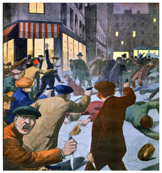 Armed anti-communist, attack in the rue Danremont, Paris, where a communist meeting was taking place