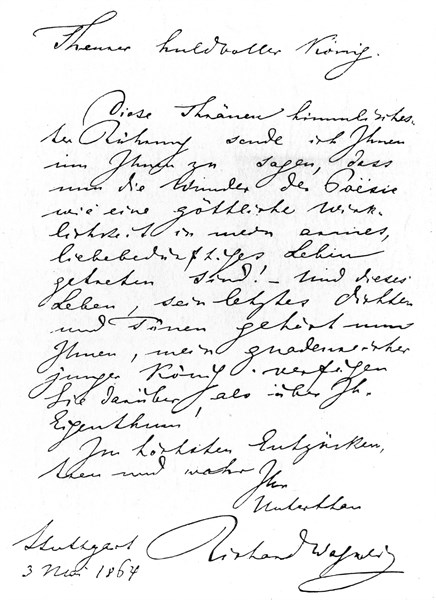 The first letter to King Ludwig II of Bavaria