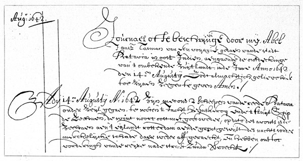 Diary entry by Abel Tasman