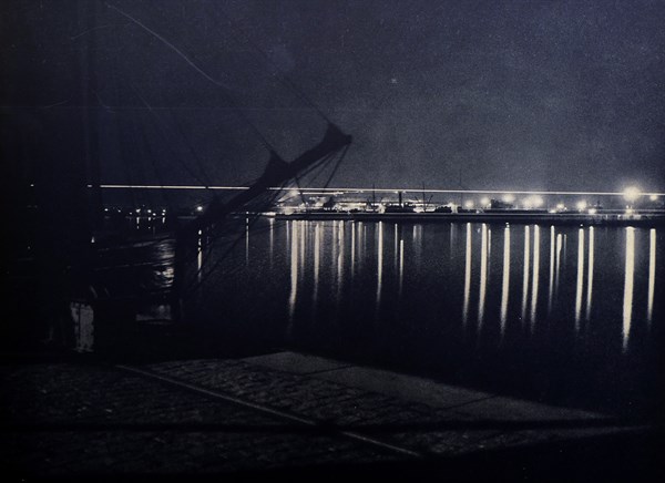 Kiel Harbour, in Germany, at night circa 1930 by Carl Boss