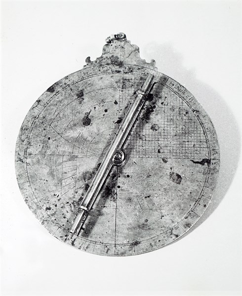 View of the back of a brass astrolabe