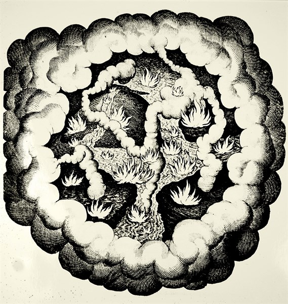 Elemental chaos, showing the fight between the 'qualities' hot and cold, wet and dry