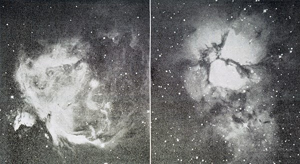 Left: the great nebula in Orion and Right: The Trifid Nebula of Sagittarius