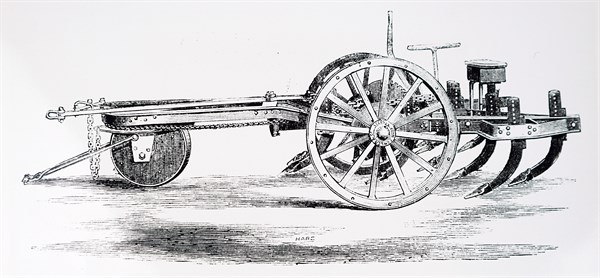 A moveable anchor vehicle for use at one end of a field to act as a pulley block for rope to which a plough is attached in steam ploughing